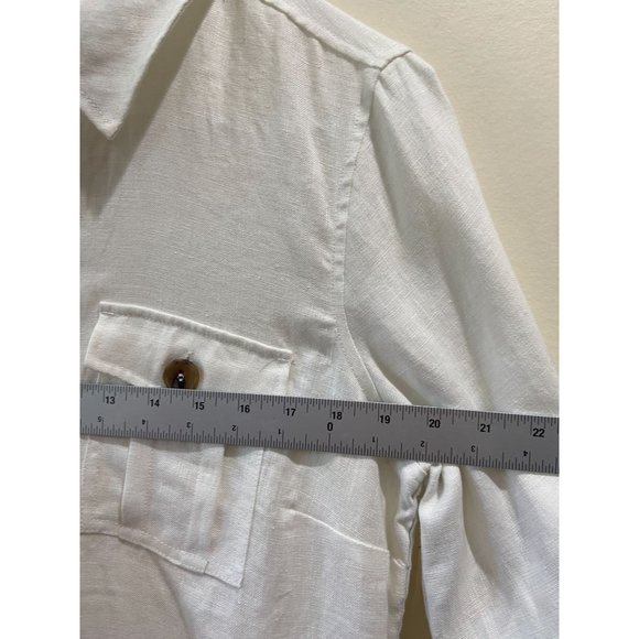 NWT Soft Surroundings White Button Front 100% Linen Shirt Sz Medium - Picture 6 of 8